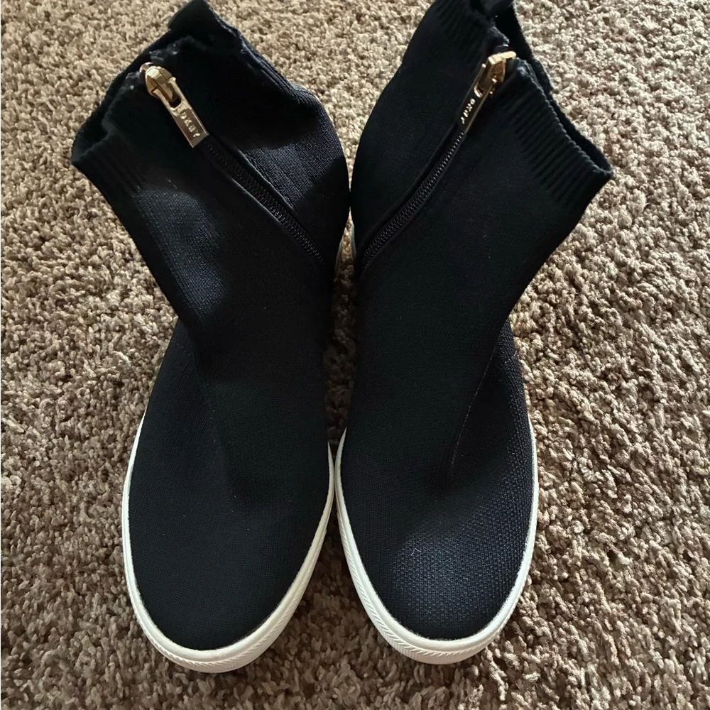 DKNY Black and Gold Wedge Sneakers - Picture 2 of 2